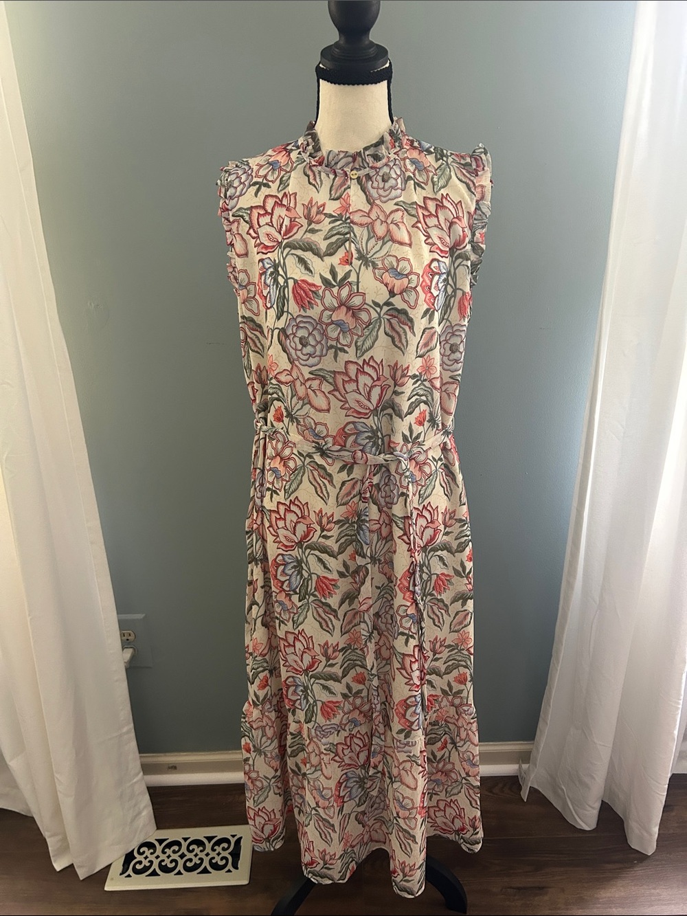 LOFT Floral Maxi Dress in Cream, Pink and Sage